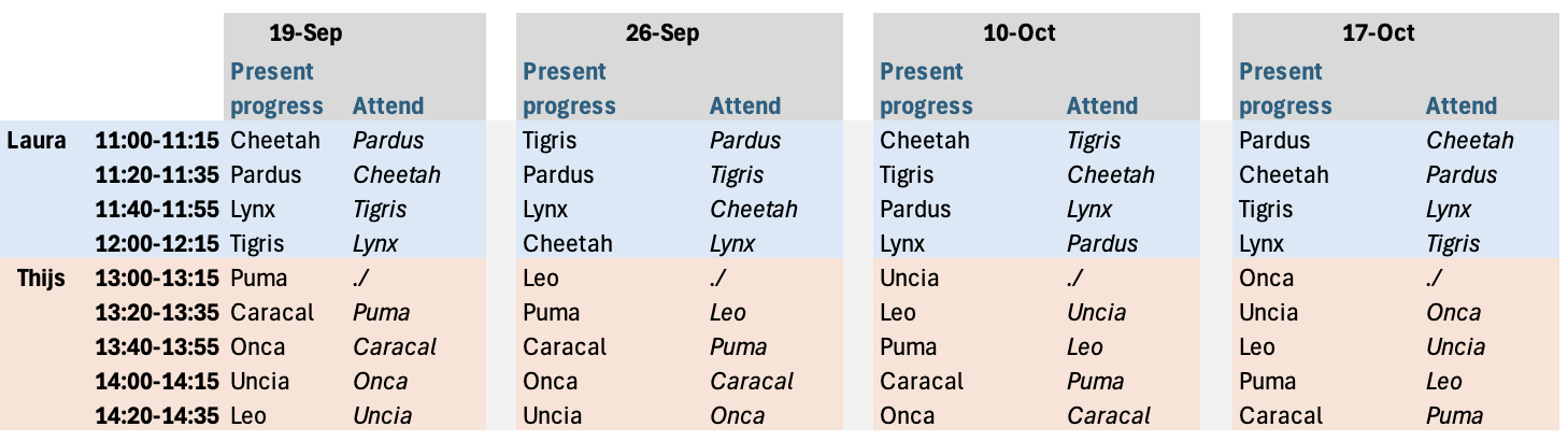 Timeslot schedule for feedback moments